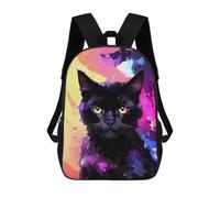 sinyumoney School Student Backpack Galactic Cat Portrait -1 Children's School Backpack 3D Printed Fashion Travel Rucksacks Boy School Bag 17inch