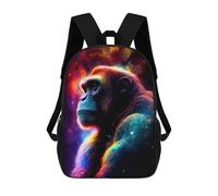 sinyumoney School Student Backpack Galactic Gorilla Portrait Children's School Backpack 3D Printed Fashion Travel Rucksacks Boy School Bag 17inch
