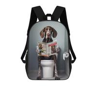 sinyumoney School Student Backpack German Pointer on Toilet Children's School Backpack 3D Printed Fashion Travel Rucksacks Boy School Bag 17inch
