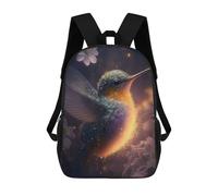 sinyumoney School Student Backpack Glowing Hummingbird in Flowers Children's School Backpack 3D Printed Fashion Travel Rucksacks Boy School Bag 17inch