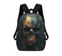 sinyumoney School Student Backpack Gold Skull on Black Children's School Backpack 3D Printed Fashion Travel Rucksacks Boy School Bag 17inch
