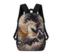 sinyumoney School Student Backpack Gold X Unicorn Children's School Backpack 3D Printed Fashion Travel Rucksacks Boy School Bag 17inch