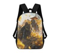 sinyumoney School Student Backpack Golden Ginkgo Retreat Children's School Backpack 3D Printed Fashion Travel Rucksacks Boy School Bag 17inch