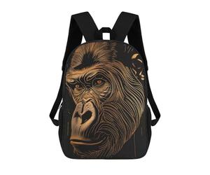 sinyumoney School Student Backpack Golden King Gorilla Children's School Backpack 3D Printed Fashion Travel Rucksacks Boy School Bag 17inch