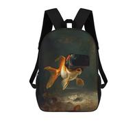 sinyumoney School Student Backpack Goldfish in VR Children's School Backpack 3D Printed Fashion Travel Rucksacks Boy School Bag 17inch
