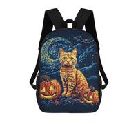 sinyumoney School Student Backpack Halloween Cat & Pumpkins Children's School Backpack 3D Printed Fashion Travel Rucksacks Boy School Bag 17inch
