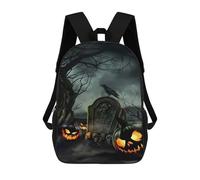 sinyumoney School Student Backpack Halloween Graveyard Scene Children's School Backpack 3D Printed Fashion Travel Rucksacks Boy School Bag 17inch