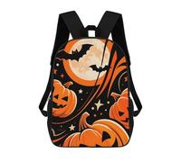 sinyumoney School Student Backpack Halloween Night with Pumpkins And Bats Children's School Backpack 3D Printed Fashion Travel Rucksacks Boy School Bag 17inch