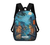 sinyumoney School Student Backpack Hanoi, Vietnam Canal at Night Children's School Backpack 3D Printed Fashion Travel Rucksacks Boy School Bag 17inch