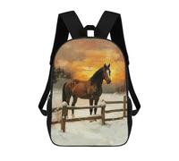 sinyumoney School Student Backpack Horse in Winter Sunset Children's School Backpack 3D Printed Fashion Travel Rucksacks Boy School Bag 17inch