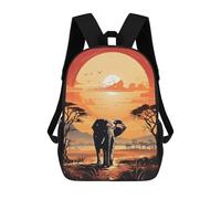 sinyumoney School Student Backpack Hot Sunset Elephant Children's School Backpack 3D Printed Fashion Travel Rucksacks Boy School Bag 17inch