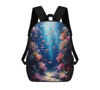 sinyumoney School Student Backpack Impressionist Inspired Underwater Paradise Children's School Backpack 3D Printed Fashion Travel Rucksacks Boy School Bag 17inch