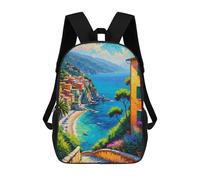 sinyumoney School Student Backpack Italian Riviera Children's School Backpack 3D Printed Fashion Travel Rucksacks Boy School Bag 17inch