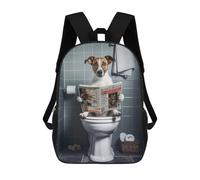 sinyumoney School Student Backpack Jack Russell on The Toilet Children's School Backpack 3D Printed Fashion Travel Rucksacks Boy School Bag 17inch