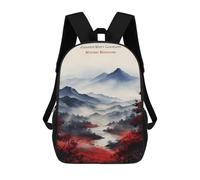sinyumoney School Student Backpack Japanese Misty Landscape Children's School Backpack 3D Printed Fashion Travel Rucksacks Boy School Bag 17inch