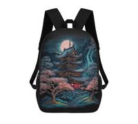 sinyumoney School Student Backpack Japanese Shrine Children's School Backpack 3D Printed Fashion Travel Rucksacks Boy School Bag 17inch