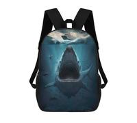 sinyumoney School Student Backpack Jaws The Giant Shark Children's School Backpack 3D Printed Fashion Travel Rucksacks Boy School Bag 17inch