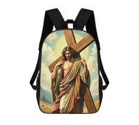 sinyumoney School Student Backpack Jesus Carrying Cross Artwork Children's School Backpack 3D Printed Fashion Travel Rucksacks Boy School Bag 17inch