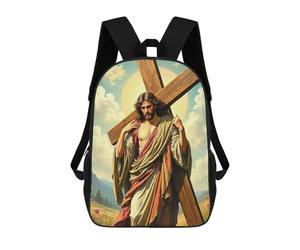 sinyumoney School Student Backpack Jesus Carrying Cross Artwork Children's School Backpack 3D Printed Fashion Travel Rucksacks Boy School Bag 17inch