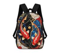 sinyumoney School Student Backpack Koi Fish Kintsugi Art Children's School Backpack 3D Printed Fashion Travel Rucksacks Boy School Bag 17inch