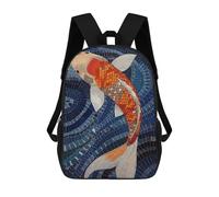 sinyumoney School Student Backpack Koi Fish Mosaic Art Children's School Backpack 3D Printed Fashion Travel Rucksacks Boy School Bag 17inch