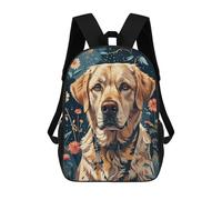sinyumoney School Student Backpack Labrador Retriever Portrait with Flowers Children's School Backpack 3D Printed Fashion Travel Rucksacks Boy School Bag 17inch