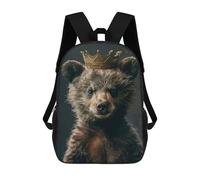 sinyumoney School Student Backpack Little Bear King Children's School Backpack 3D Printed Fashion Travel Rucksacks Boy School Bag 17inch