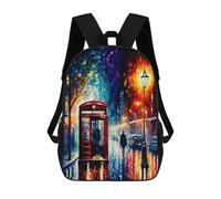 sinyumoney School Student Backpack London in Color Children's School Backpack 3D Printed Fashion Travel Rucksacks Boy School Bag 17inch