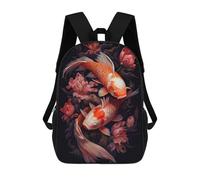 sinyumoney School Student Backpack Lucky Koi Fish Children's School Backpack 3D Printed Fashion Travel Rucksacks Boy School Bag 17inch