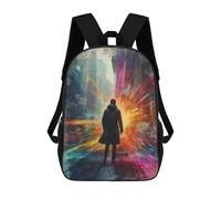 sinyumoney School Student Backpack Man Facing Bright Future Children's School Backpack 3D Printed Fashion Travel Rucksacks Boy School Bag 17inch