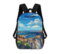 sinyumoney School Student Backpack Marseille France Travel Children's School Backpack 3D Printed Fashion Travel Rucksacks Boy School Bag 17inch
