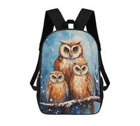 sinyumoney School Student Backpack Merry Xmas Owl Family Children's School Backpack 3D Printed Fashion Travel Rucksacks Boy School Bag 17inch