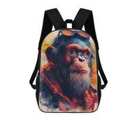 sinyumoney School Student Backpack Monkey And The Glasses Children's School Backpack 3D Printed Fashion Travel Rucksacks Boy School Bag 17inch