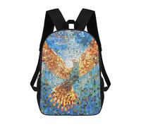 sinyumoney School Student Backpack Mosaic Golden Dove Artwork Children's School Backpack 3D Printed Fashion Travel Rucksacks Boy School Bag 17inch