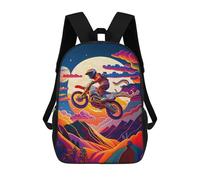 sinyumoney School Student Backpack Motor Cross Rider Children's School Backpack 3D Printed Fashion Travel Rucksacks Boy School Bag 17inch
