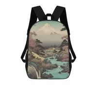 sinyumoney School Student Backpack Mount Fuji Children's School Backpack 3D Printed Fashion Travel Rucksacks Boy School Bag 17inch