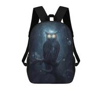 sinyumoney School Student Backpack Mystical Owl Perched on Branch Children's School Backpack 3D Printed Fashion Travel Rucksacks Boy School Bag 17inch
