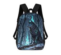 sinyumoney School Student Backpack Mystical Wolf in Winter Forest Children's School Backpack 3D Printed Fashion Travel Rucksacks Boy School Bag 17inch