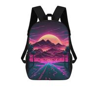 sinyumoney School Student Backpack Neon Desert Highway Children's School Backpack 3D Printed Fashion Travel Rucksacks Boy School Bag 17inch