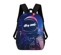 sinyumoney School Student Backpack Neon Helmet Cityscape Children's School Backpack 3D Printed Fashion Travel Rucksacks Boy School Bag 17inch