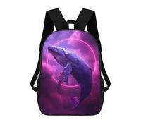 sinyumoney School Student Backpack Neon Whale in The Space Children's School Backpack 3D Printed Fashion Travel Rucksacks Boy School Bag 17inch