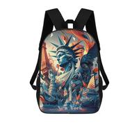 sinyumoney School Student Backpack New York Statue of Liberty Children's School Backpack 3D Printed Fashion Travel Rucksacks Boy School Bag 17inch
