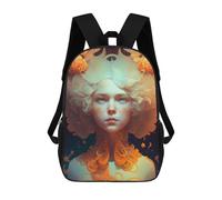 sinyumoney School Student Backpack Ornate Floral Fantasy Portrait Children's School Backpack 3D Printed Fashion Travel Rucksacks Boy School Bag 17inch