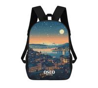 sinyumoney School Student Backpack Oslo, Norway Cityscape at Night Children's School Backpack 3D Printed Fashion Travel Rucksacks Boy School Bag 17inch