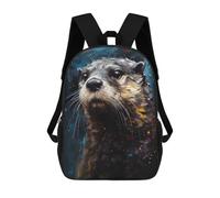 sinyumoney School Student Backpack Otter Oil Paint Portrait Children's School Backpack 3D Printed Fashion Travel Rucksacks Boy School Bag 17inch