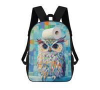sinyumoney School Student Backpack Owl with Toilet Paper Children's School Backpack 3D Printed Fashion Travel Rucksacks Boy School Bag 17inch