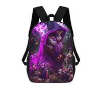 sinyumoney School Student Backpack Owl Wizard in Enchanted Forest Children's School Backpack 3D Printed Fashion Travel Rucksacks Boy School Bag 17inch