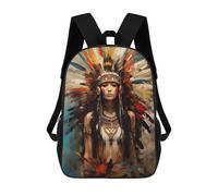 sinyumoney School Student Backpack Painted Native American Children's School Backpack 3D Printed Fashion Travel Rucksacks Boy School Bag 17inch