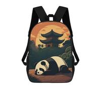 sinyumoney School Student Backpack Panda Bamboo Japan Children's School Backpack 3D Printed Fashion Travel Rucksacks Boy School Bag 17inch