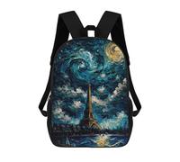 sinyumoney School Student Backpack Parisian Nightscape with Eiffel Tower Children's School Backpack 3D Printed Fashion Travel Rucksacks Boy School Bag 17inch